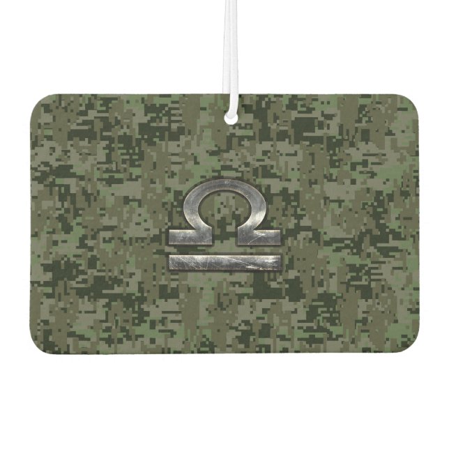 Libra Zodiac Sign on olive green digital camo Car Air Freshener (Front)