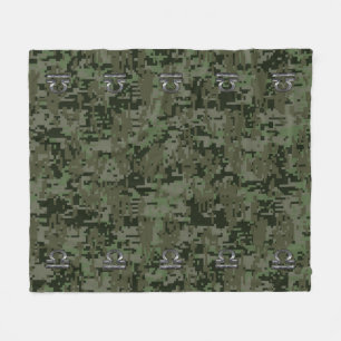 Libra Zodiac Sign on olive green digital camo Fleece Blanket