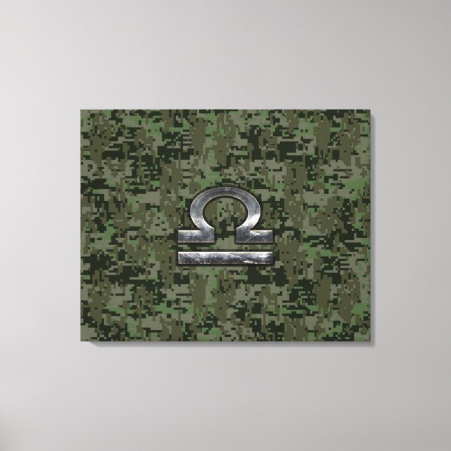 Libra Zodiac Sign on Woodland Green digital camo (Front)