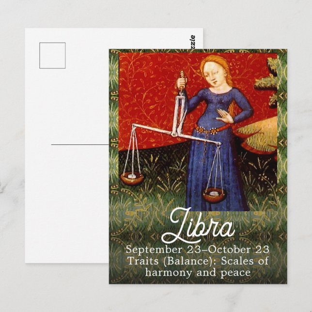 Libra Zodiac Sign Scales Birthday Party Postcard (Front/Back)