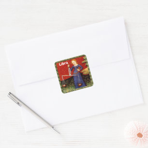 Libra Zodiac Sign Scales Birthday Party Square Sticker
