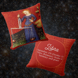 Libra Zodiac Sign Scales Birthday Party Throw Pillow