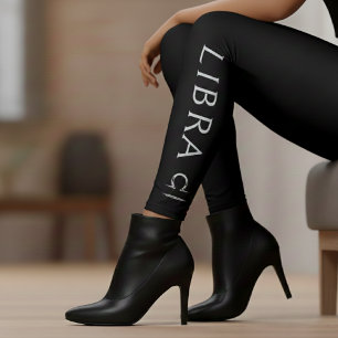 Libra Zodiac Sign Silver Black Astrology Birthday Leggings