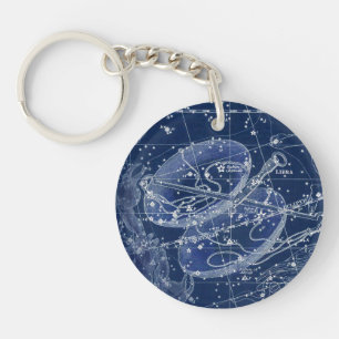 Libra Zodiac Sign Vintage Illustration Keychain
