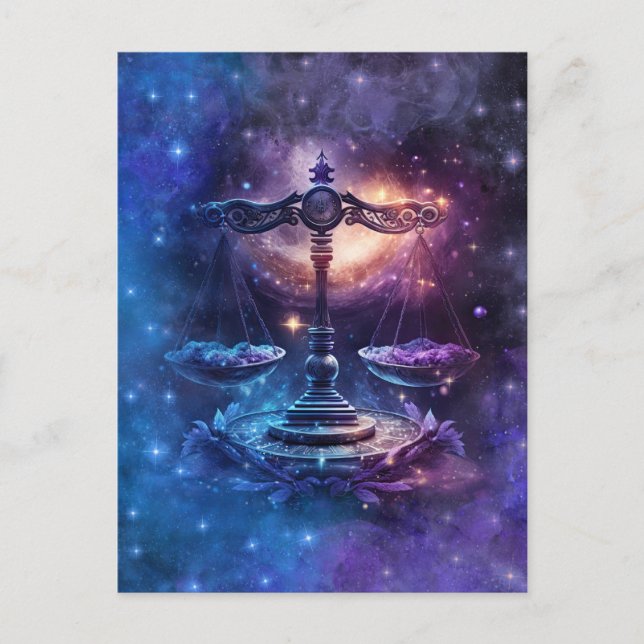 Libra Zodiac Sign Watercolor Design Postcard (Front)