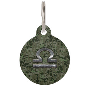 Libra Zodiac Sign Woodland Digital Camouflage Pet Tag
