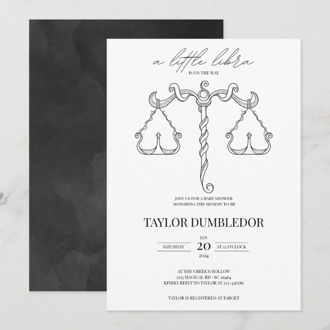 Libra Zodiac Star Sign Astrology Baby Shower Invitation (Front/Back)