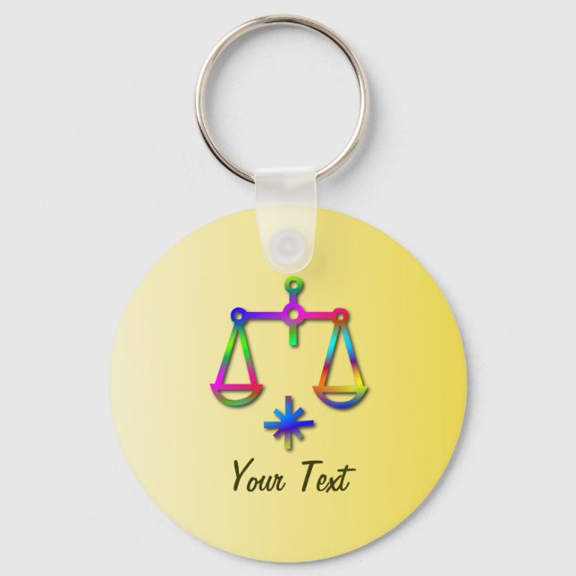 Libra Zodiac Star Sign Rainbow Keychain (Front)