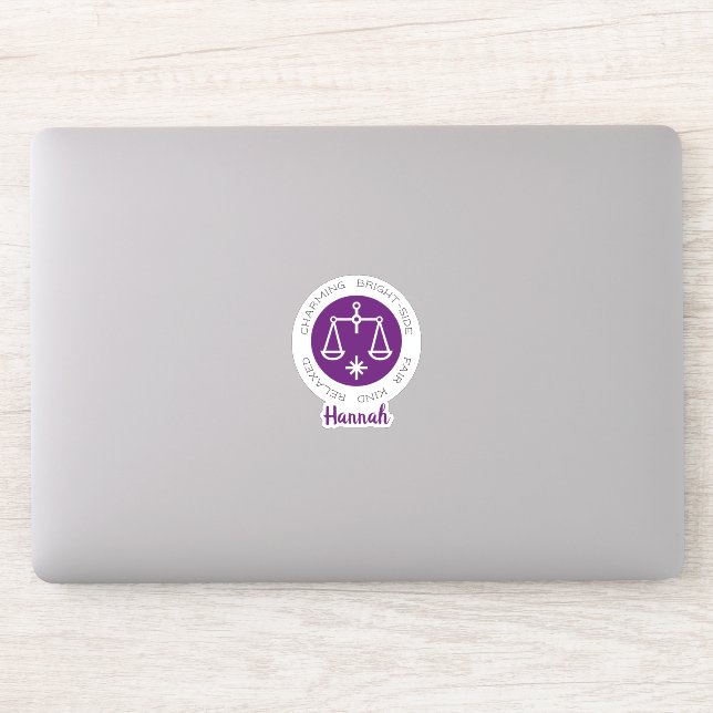 Libra Zodiac Star Sign Traits Purple Sticker (Computer)