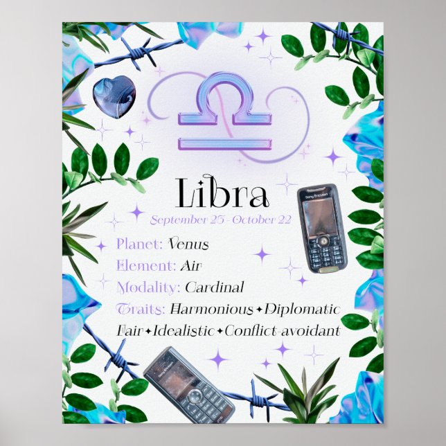 Libra Zodiac Star Sign Y2K Blanc 4:5 Poster (Devant)