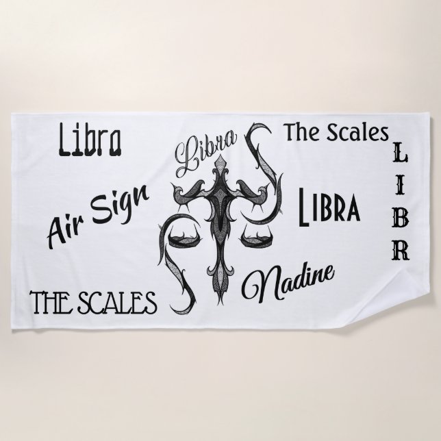 Libra Zodiac Symbol Beach Towel (Front)