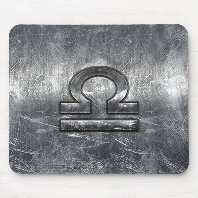 Libra Zodiac Symbol Distressed Industrial Steel Mouse Pad (Front)