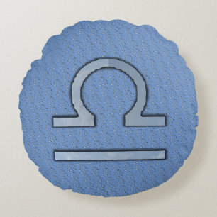 Libra Zodiac Symbol Element by Kenneth Yoncich Round Pillow