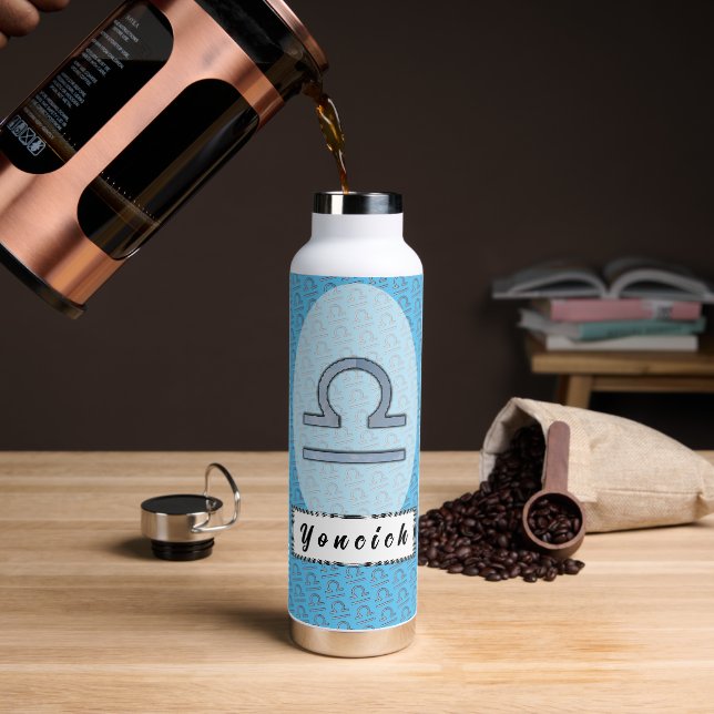 Libra Zodiac Symbol Element by Kenneth Yoncich Water Bottle (Coffee)