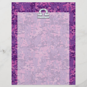 Libra Zodiac Symbol Fuchsia Pink Digital Camo