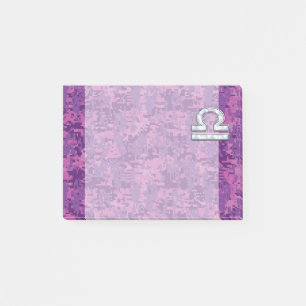 Libra Zodiac Symbol Fuchsia Pink Digital Camo Post-it Notes