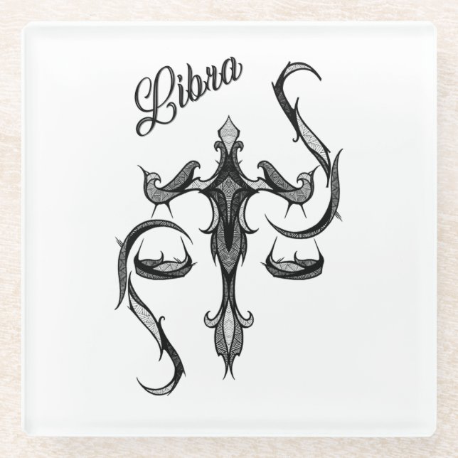 Libra Zodiac Symbol Glass Coaster (Front)