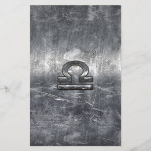 Libra Zodiac Symbol in silver grunge steel style Flyer