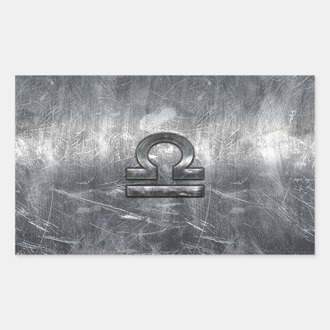 Libra Zodiac Symbol in silver grunge steel style Sticker (Front)