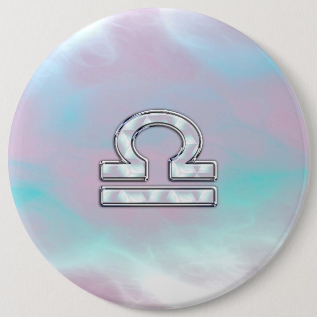 Libra Zodiac Symbol Mother of Pearl Style 6 Inch Round Button (Front)