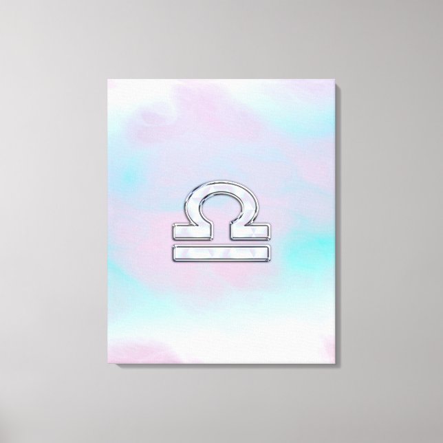 Libra Zodiac Symbol Mother of Pearl Style Canvas Print (Front)
