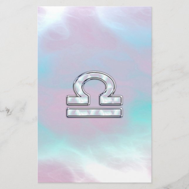 Libra Zodiac Symbol Mother of Pearl Style Stationery (Front)
