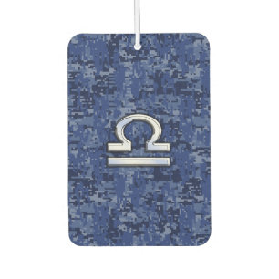 Libra Zodiac Symbol on Blue Digital Camo Air Freshener