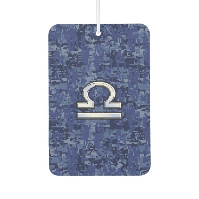 Libra Zodiac Symbol on Blue Digital Camo Air Freshener (Front)