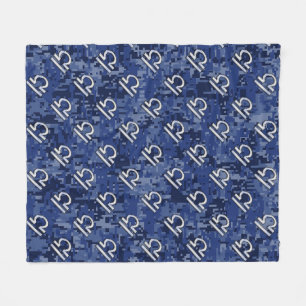 Libra Zodiac Symbol on Blue Digital Camo Fleece Blanket