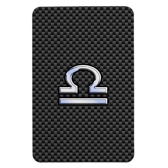 Libra Zodiac Symbol on Carbon Fibre Print Magnet (Vertical)