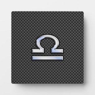 Libra Zodiac Symbol on Carbon Fibre Print Plaque