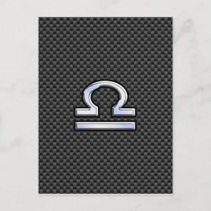 Libra Zodiac Symbol on Carbon Fibre Print Postcard