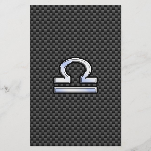 Libra Zodiac Symbol on Carbon Fibre Print Stationery (Front)