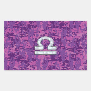Libra Zodiac Symbol on Fuchsia Digital Camo Sticker