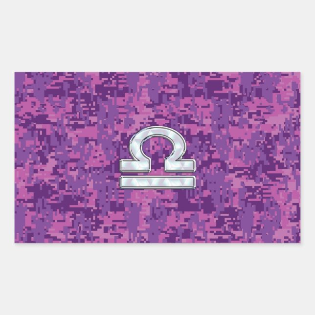 Libra Zodiac Symbol on Fuchsia Digital Camo Sticker (Front)