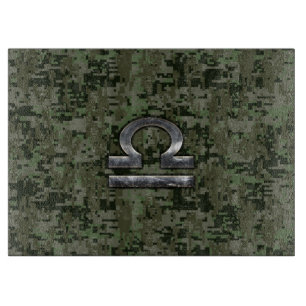 Libra Zodiac Symbol on Green Digital Camouflage Cutting Board