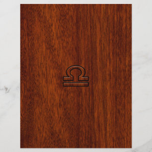 Libra Zodiac Symbol on Mahogany