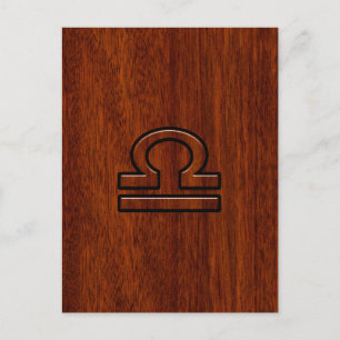 Libra Zodiac Symbol on Mahogany Postcard