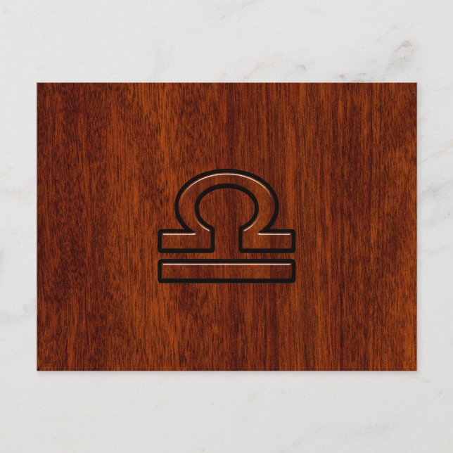 Libra Zodiac Symbol on Mahogany Postcard (Front)
