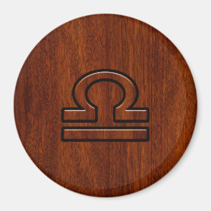 Libra Zodiac Symbol on mahogany style print Magnet