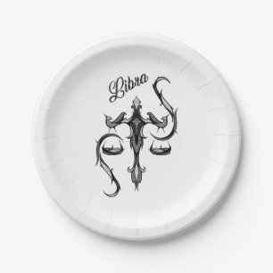 Libra Zodiac Symbol Paper Plate