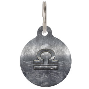 Libra Zodiac Symbol Silver Steel Style Pet Tag