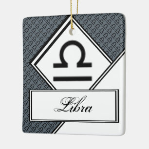 Libra Zodiac Symbol Standard by Kenneth Yoncich Ceramic Ornament