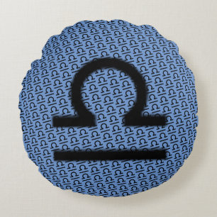 Libra Zodiac Symbol Standard by Kenneth Yoncich Round Pillow