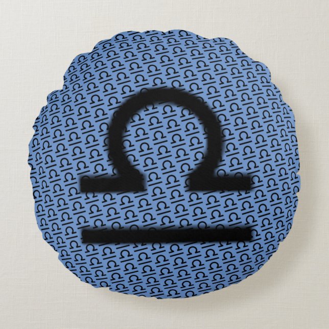 Libra Zodiac Symbol Standard by Kenneth Yoncich Round Pillow (Front)