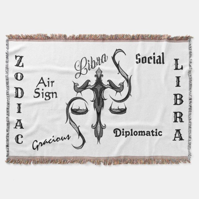 Libra Zodiac Symbol Throw Blanket (Front)