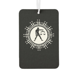 Libra Zodiac Symbol with Stars Black and White Air Freshener