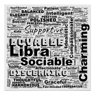 Libra Zodiac Word Cloud Inspiration Glossy Poster