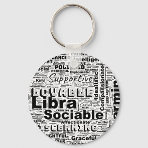 Libra Zodiac Word Cloud Inspiration Keychain