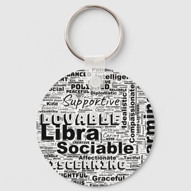 Libra Zodiac Word Cloud Inspiration Keychain (Front)